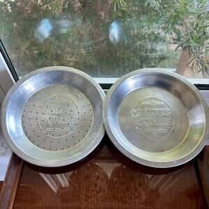 Vintage Bakers Square Pie Pans – Set of 2 – 9” Aluminum, 1 Solid & 1 Perforated